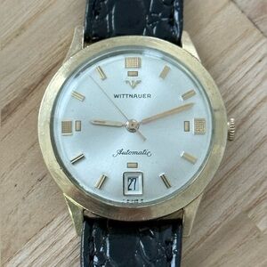 Wittnauer Longines Automatic Rare Vintage Watch 10k Gold Filled Case Silver Dial